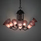 Meyda Lighting Tiffany Pond Lily 24" 7-Light Mahogany Bronze Chandelier With Violet Shade Glass