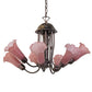 Meyda Lighting Tiffany Pond Lily 24" 7-Light Mahogany Bronze Chandelier With Violet Shade Glass