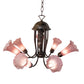 Meyda Lighting Tiffany Pond Lily 24" 7-Light Mahogany Bronze Chandelier With Violet Shade Glass
