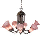 Meyda Lighting Tiffany Pond Lily 24" 7-Light Mahogany Bronze Chandelier With Violet Shade Glass