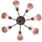 Meyda Lighting Tiffany Pond Lily 24" 7-Light Mahogany Bronze Chandelier With Violet Shade Glass