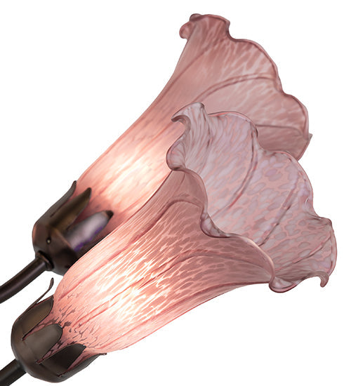Meyda Lighting Tiffany Pond Lily 24" 7-Light Mahogany Bronze Chandelier With Violet Shade Glass