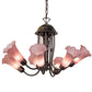 Meyda Lighting Tiffany Pond Lily 24" 7-Light Mahogany Bronze Chandelier With Violet Shade Glass