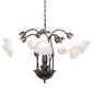 Meyda Lighting Tiffany Pond Lily 24" 7-Light Mahogany Bronze Chandelier With White Shade Glass