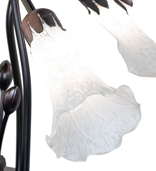 Meyda Lighting Tiffany Pond Lily 24" 7-Light Mahogany Bronze Chandelier With White Shade Glass
