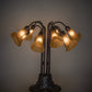 Meyda Lighting Tiffany Pond Lily 25" 10-Light Mahogany Bronze Table Lamp With Amber Shade Glass