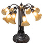 Meyda Lighting Tiffany Pond Lily 25" 10-Light Mahogany Bronze Table Lamp With Amber Shade Glass
