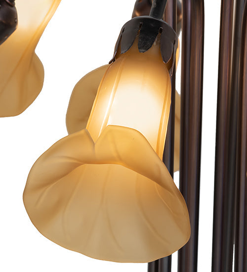 Meyda Lighting Tiffany Pond Lily 25" 10-Light Mahogany Bronze Table Lamp With Amber Shade Glass