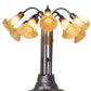 Meyda Lighting Tiffany Pond Lily 25" 10-Light Mahogany Bronze Table Lamp With Amber Shade Glass