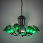 Meyda Lighting Tiffany Pond Lily 251578 24" 7-Light Mahogany Bronze Chandelier With Green Shade Glass