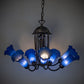 Meyda Lighting Tiffany Pond Lily 251581 24" 7-Light Mahogany Bronze Chandelier With Blue Shade Glass