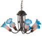 Meyda Lighting Tiffany Pond Lily 251584 24" 7-Light Mahogany Bronze Chandelier With Pink & Blue Shade Glass