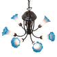 Meyda Lighting Tiffany Pond Lily 251584 24" 7-Light Mahogany Bronze Chandelier With Pink & Blue Shade Glass