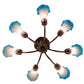 Meyda Lighting Tiffany Pond Lily 251584 24" 7-Light Mahogany Bronze Chandelier With Pink & Blue Shade Glass