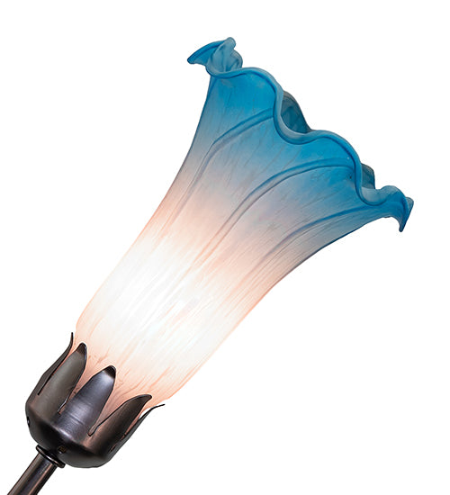 Meyda Lighting Tiffany Pond Lily 251584 24" 7-Light Mahogany Bronze Chandelier With Pink & Blue Shade Glass