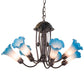 Meyda Lighting Tiffany Pond Lily 251584 24" 7-Light Mahogany Bronze Chandelier With Pink & Blue Shade Glass