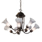 Meyda Lighting Tiffany Pond Lily 251587 24" 7-Light Mahogany Bronze Chandelier With Gray Shade Glass