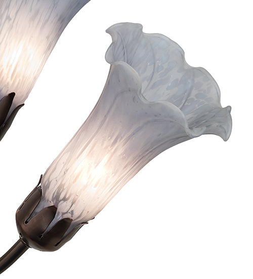 Meyda Lighting Tiffany Pond Lily 251587 24" 7-Light Mahogany Bronze Chandelier With Gray Shade Glass