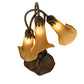 Meyda Lighting Tiffany Pond Lily 251683 16" 3-Light Mahogany Bronze Accent Table Lamp With Amber Shade Glass