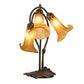 Meyda Lighting Tiffany Pond Lily 251683 16" 3-Light Mahogany Bronze Accent Table Lamp With Amber Shade Glass
