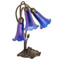 Meyda Lighting Tiffany Pond Lily 254291 16" 3-Light Mahogany Bronze Accent Table Lamp With Blue Shade Glass