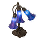 Meyda Lighting Tiffany Pond Lily 254291 16" 3-Light Mahogany Bronze Accent Table Lamp With Blue Shade Glass
