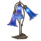 Meyda Lighting Tiffany Pond Lily 254291 16" 3-Light Mahogany Bronze Accent Table Lamp With Blue Shade Glass