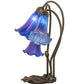 Meyda Lighting Tiffany Pond Lily 254291 16" 3-Light Mahogany Bronze Accent Table Lamp With Blue Shade Glass