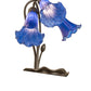Meyda Lighting Tiffany Pond Lily 254291 16" 3-Light Mahogany Bronze Accent Table Lamp With Blue Shade Glass