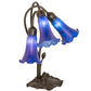 Meyda Lighting Tiffany Pond Lily 254291 16" 3-Light Mahogany Bronze Accent Table Lamp With Blue Shade Glass