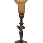 Meyda Lighting Tiffany Pond Lily 259392 15" Mahogany Bronze Nouveau Lady Accent Table Lamp With Amber Favrile Shade Glass