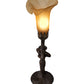 Meyda Lighting Tiffany Pond Lily 259392 15" Mahogany Bronze Nouveau Lady Accent Table Lamp With Amber Favrile Shade Glass