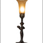 Meyda Lighting Tiffany Pond Lily 259392 15" Mahogany Bronze Nouveau Lady Accent Table Lamp With Amber Favrile Shade Glass