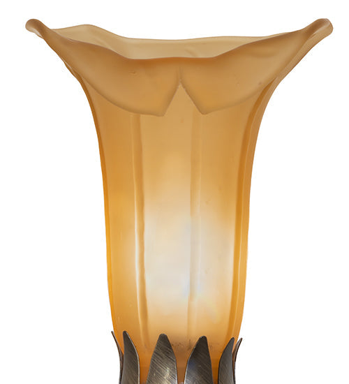 Meyda Lighting Tiffany Pond Lily 259392 15" Mahogany Bronze Nouveau Lady Accent Table Lamp With Amber Favrile Shade Glass