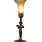 Meyda Lighting Tiffany Pond Lily 259392 15" Mahogany Bronze Nouveau Lady Accent Table Lamp With Amber Favrile Shade Glass