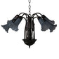 Meyda Lighting Tiffany Pond Lily 26" 7-Light Mahogany Bronze Chandelier With Gray Shade Glass