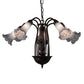 Meyda Lighting Tiffany Pond Lily 26" 7-Light Mahogany Bronze Chandelier With Gray Shade Glass