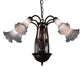 Meyda Lighting Tiffany Pond Lily 26" 7-Light Mahogany Bronze Chandelier With Gray Shade Glass