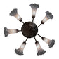 Meyda Lighting Tiffany Pond Lily 26" 7-Light Mahogany Bronze Chandelier With Gray Shade Glass