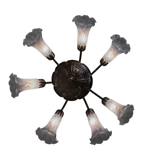 Meyda Lighting Tiffany Pond Lily 26" 7-Light Mahogany Bronze Chandelier With Gray Shade Glass