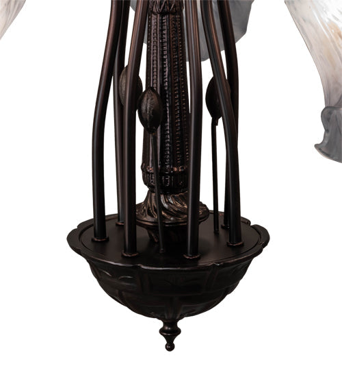 Meyda Lighting Tiffany Pond Lily 26" 7-Light Mahogany Bronze Chandelier With Gray Shade Glass
