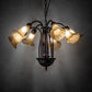 Meyda Lighting Tiffany Pond Lily 26" 7-Light Mahogany Bronze Chandelier With Yellow & Beige Shade Glass
