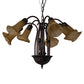 Meyda Lighting Tiffany Pond Lily 26" 7-Light Mahogany Bronze Chandelier With Yellow & Beige Shade Glass