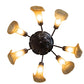 Meyda Lighting Tiffany Pond Lily 26" 7-Light Mahogany Bronze Chandelier With Yellow & Beige Shade Glass