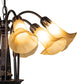 Meyda Lighting Tiffany Pond Lily 26" 7-Light Mahogany Bronze Chandelier With Yellow & Beige Shade Glass