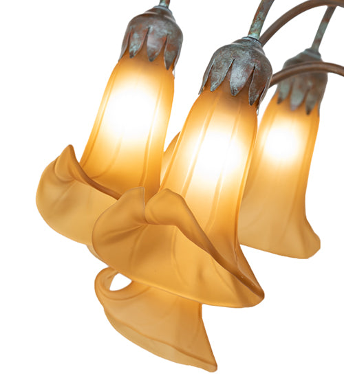 Meyda Lighting Tiffany Pond Lily 262122 61" 12-Light Bronze Floor Lamp With Amber Shade Glass