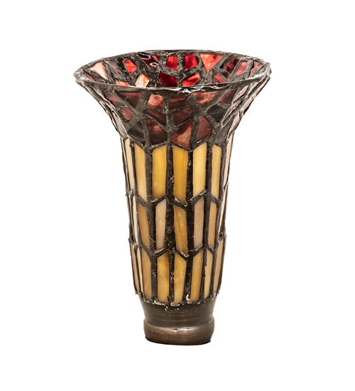 Meyda Lighting Tiffany Pond Lily 4" Honey Wispy & Red Shade Glass