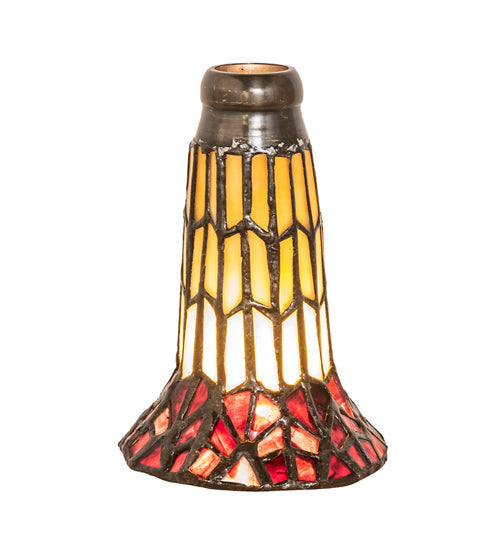 Meyda Lighting Tiffany Pond Lily 4" Honey Wispy & Red Shade Glass