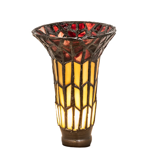 Meyda Lighting Tiffany Pond Lily 4" Honey Wispy & Red Shade Glass