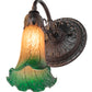 Meyda Lighting Tiffany Pond Lily 5" Mahogany Bronze Wall Sconce With Amber & Green Shade Glass